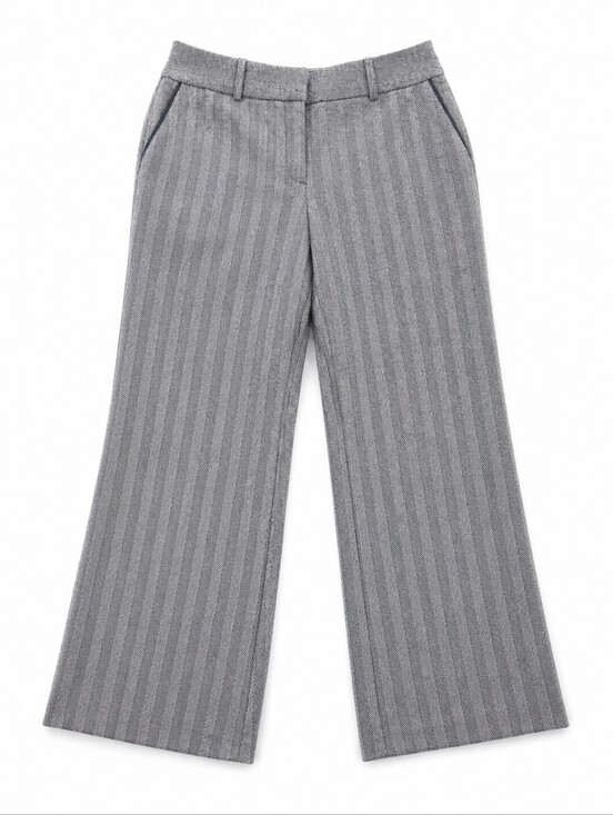 LOFT Pants - NWT Ann Taylor LOFT Julie Curvy Trouser Pants 10P Gray Herringbone Tweed Stretch